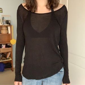 2000s grunge emo black off the shoulder low back long sleeve by full tilt